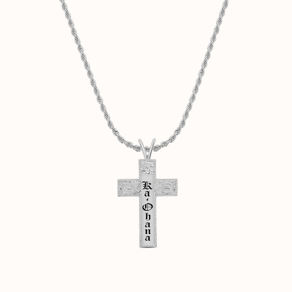 2" Pu'uwai Heirloom Cross Personalized Necklace