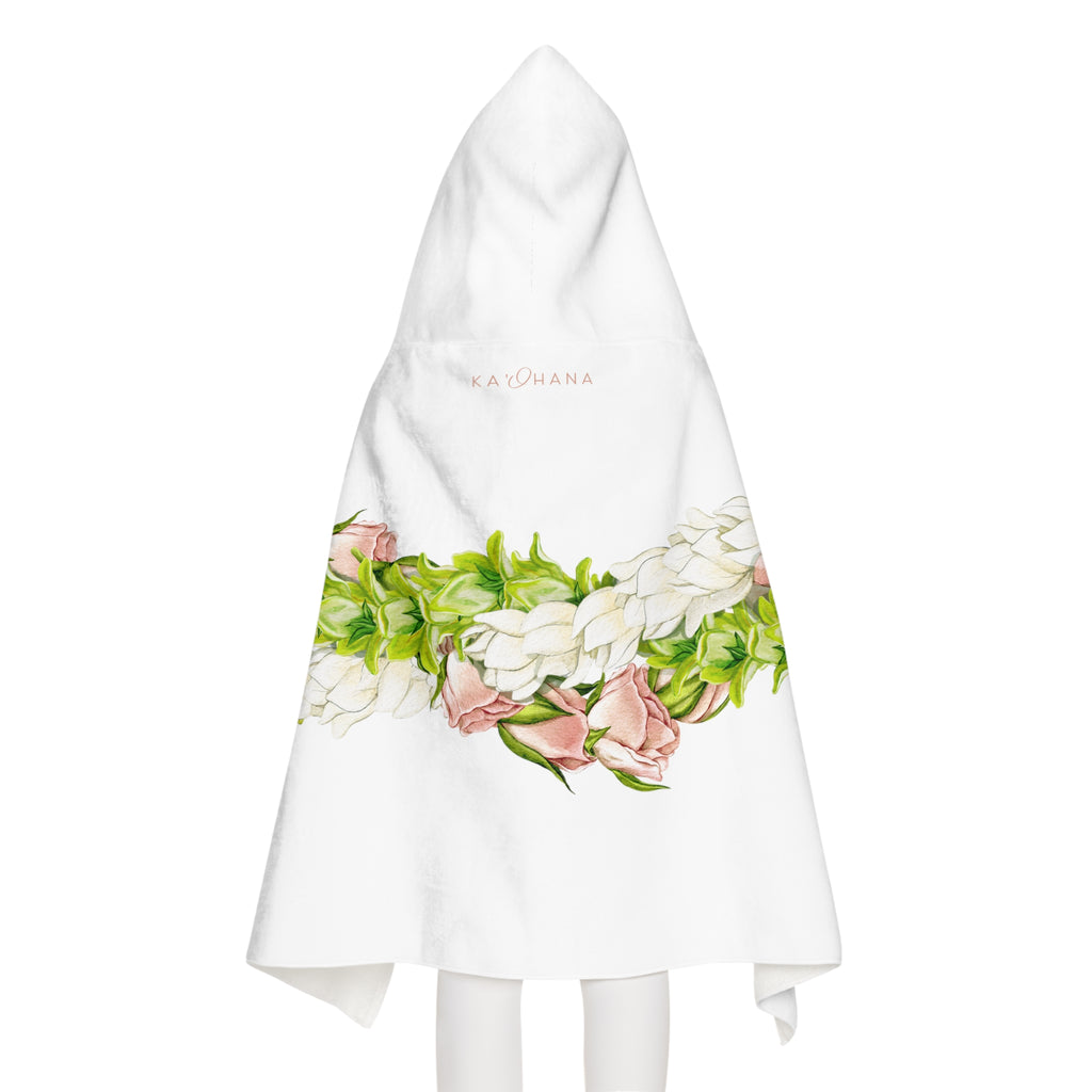 Pakalana, Rosebud, + Pikake Twist Lei Keiki Hooded Towel