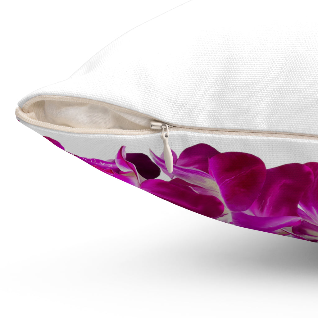 Double-Sided Purple Orchid Lei Square Pillow