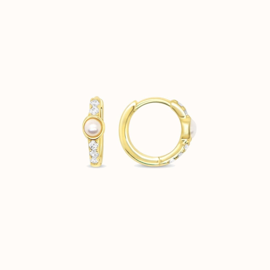 Mini Pearl CZ Hoops