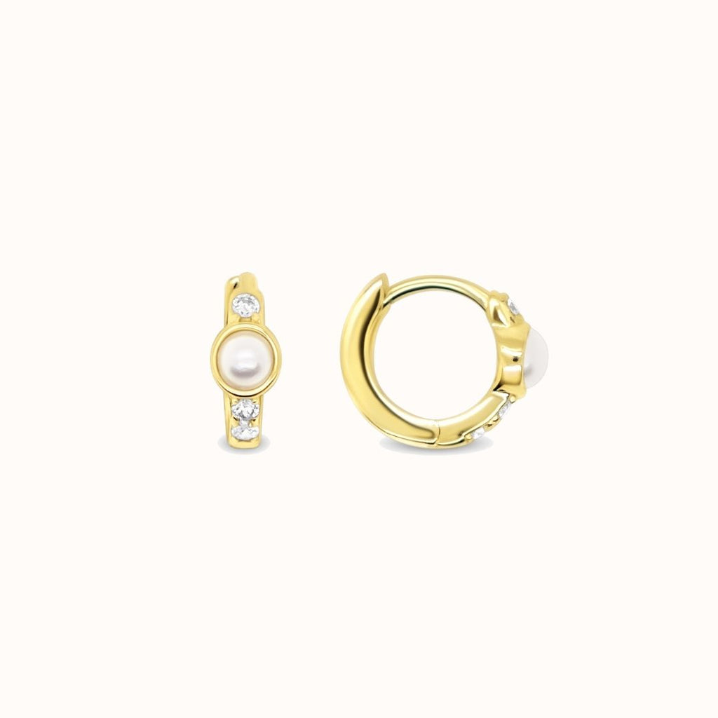 Mini Pearl CZ Hoops