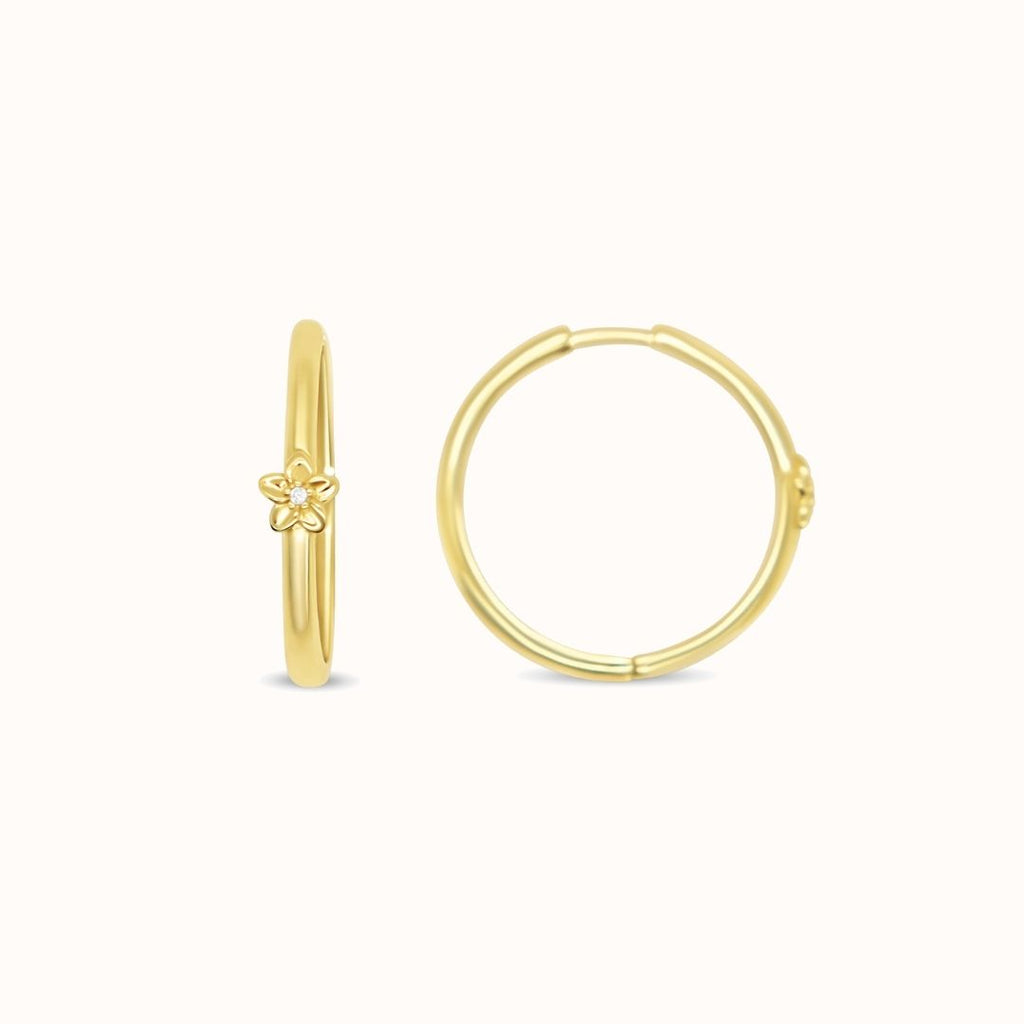 Mini Plumeria Smooth Hoops
