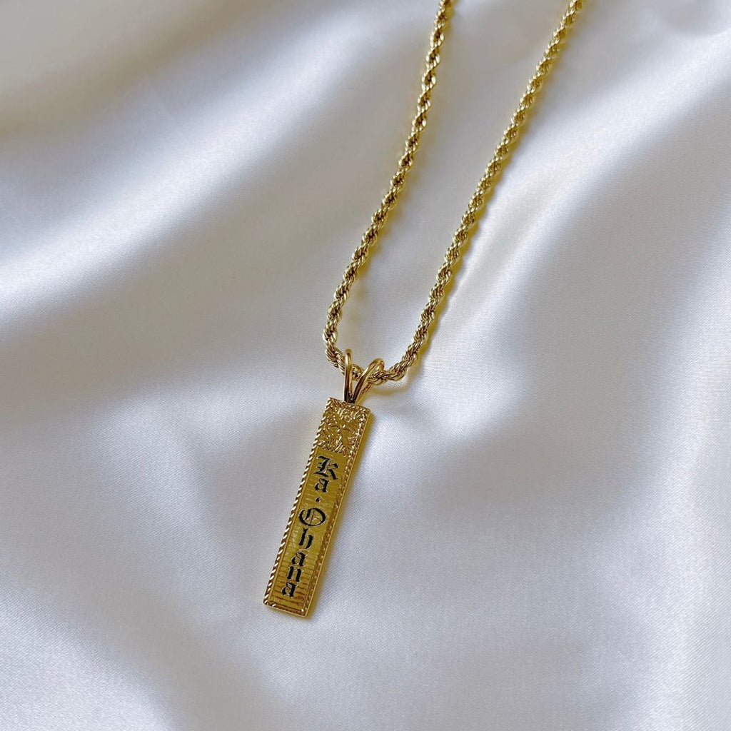 8mm Edena Heirloom Vertical Plate Necklace