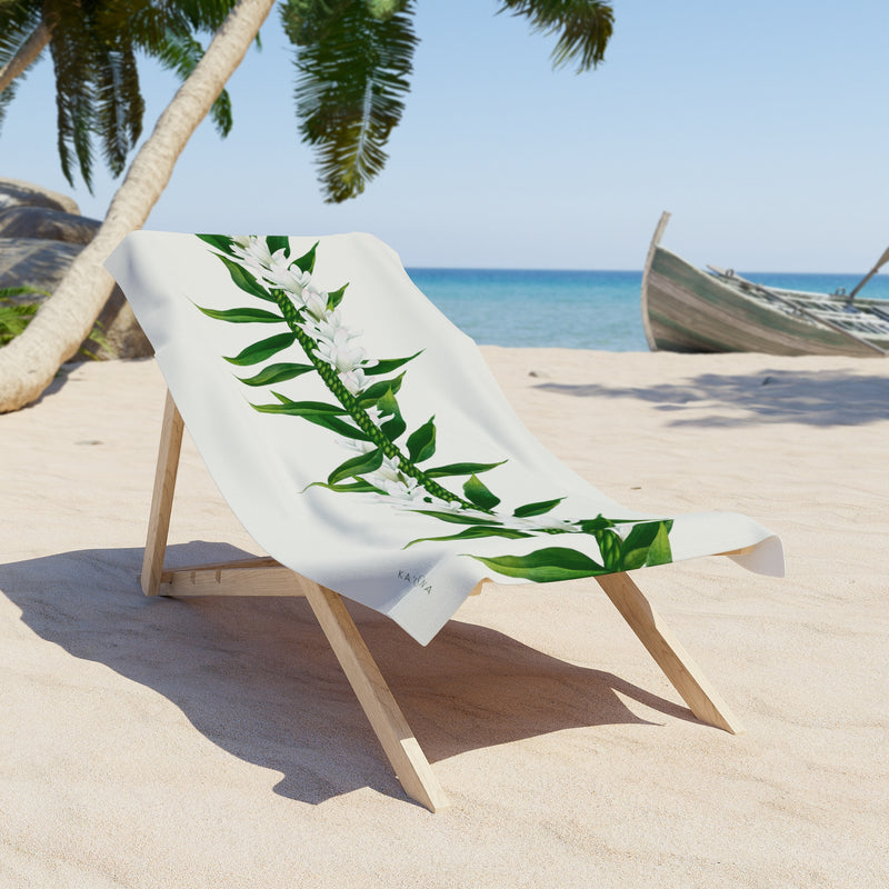 Ti-Leaf + Tuberose Lei Beach Towel