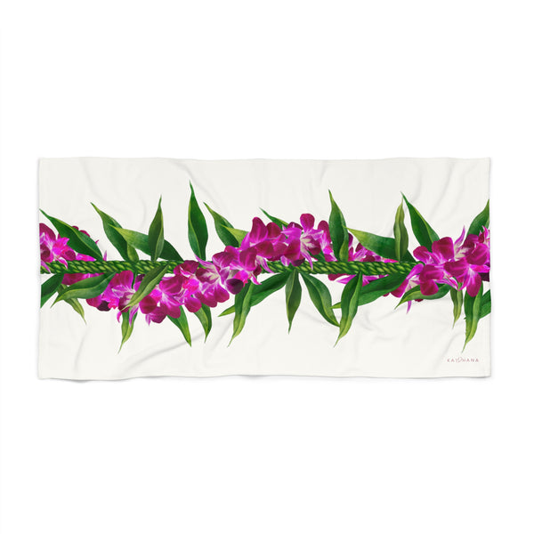 Ti-Leaf + Purple Orchid Twist Lei Beach Towel