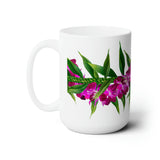 Purple Orchid + Ti Leaf Twist Lei Ceramic Mug (15oz)