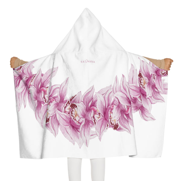 Pink Orchid Lei Keiki Hooded Towel