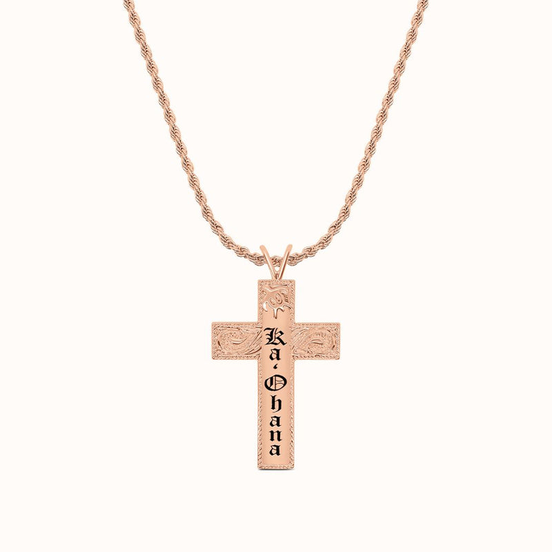 2" Honu Heirloom Cross Personalized Necklace