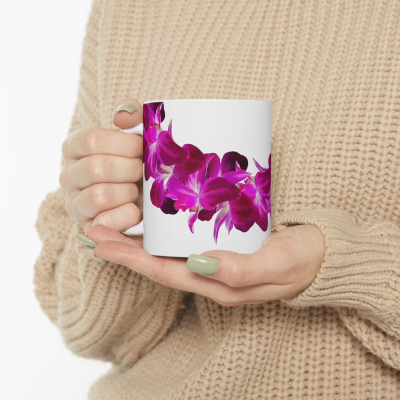 Purple Orchid Lei Ceramic Mug (11oz)