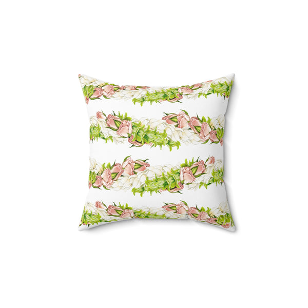 Double-Sided Pakalana, Rosebud, + Pikake Lei Square Pillow