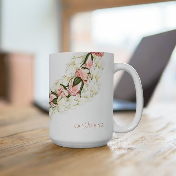 Rosebud + Pikake Twist Lei Ceramic Mug (15oz)