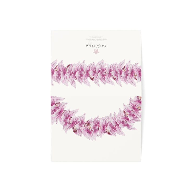 Pink Orchid Lei Greeting Card
