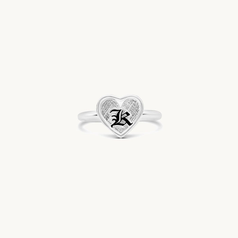 11mm Malia Heirloom Initial Heart Ring