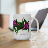 Purple Orchid + Ti Leaf Twist Lei Ceramic Mug (15oz)