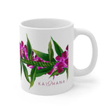 Purple Orchid + Ti-Leaf Strand Ceramic Mug (11oz)