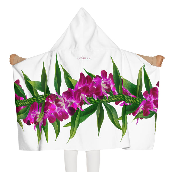 Ti-Leaf + Purple Orchid Strand Keiki Hooded Towel