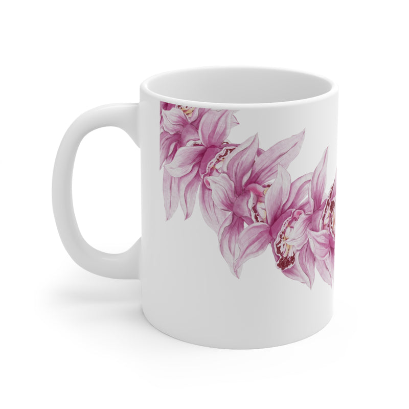 Pink Orchid Lei Ceramic Mug (11oz)