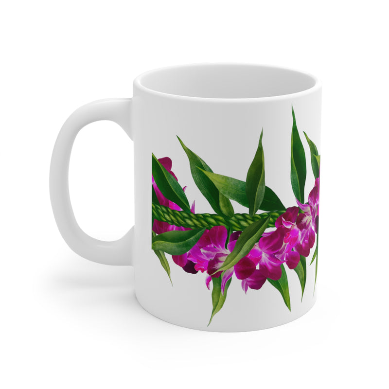 Purple Orchid + Ti-Leaf Strand Ceramic Mug (11oz)