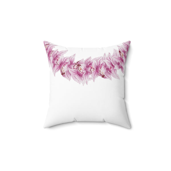 Double-Sided Pink Orchid Lei Square Pillow