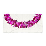 Purple Orchid Lei Beach Towel