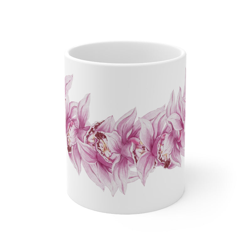 Pink Orchid Lei Ceramic Mug (11oz)