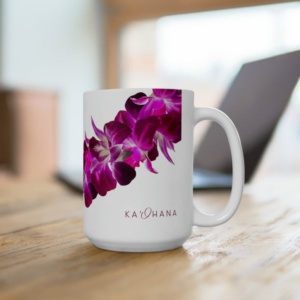 Purple Orchid Lei Ceramic Mug (15oz)