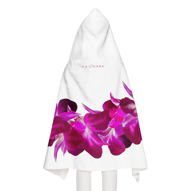 Purple Orchid Lei Youth Hooded Towel