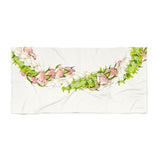 Pakalana, Rose, + Pikake Twist Lei Beach Towel