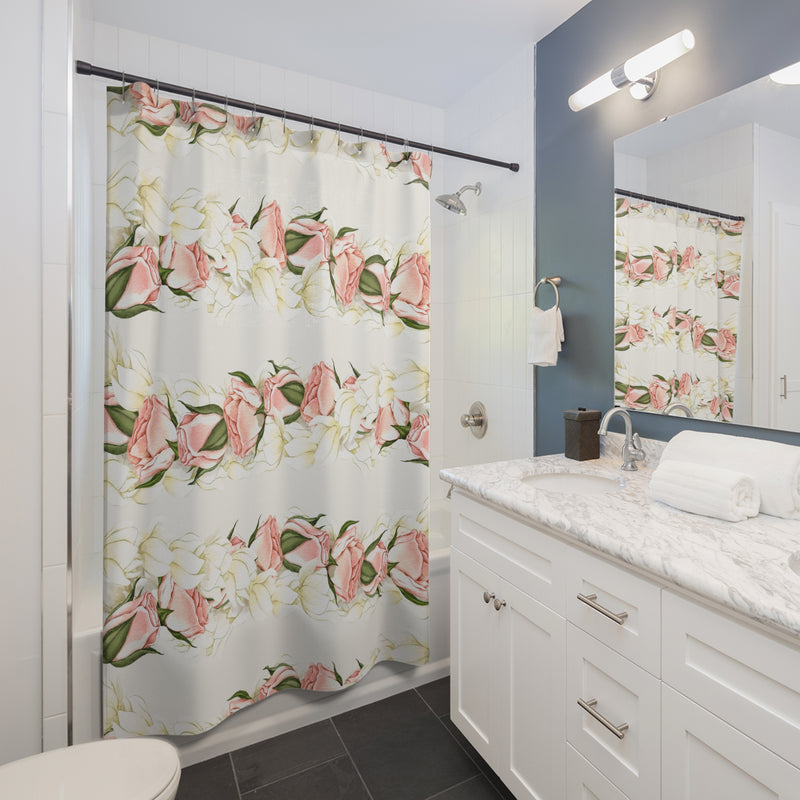 Rosebud + Pikake Twist Strand Shower Curtains