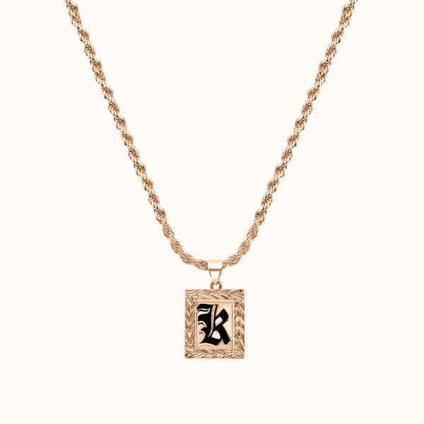 20mm Maile Heirloom Initial Plate Necklace