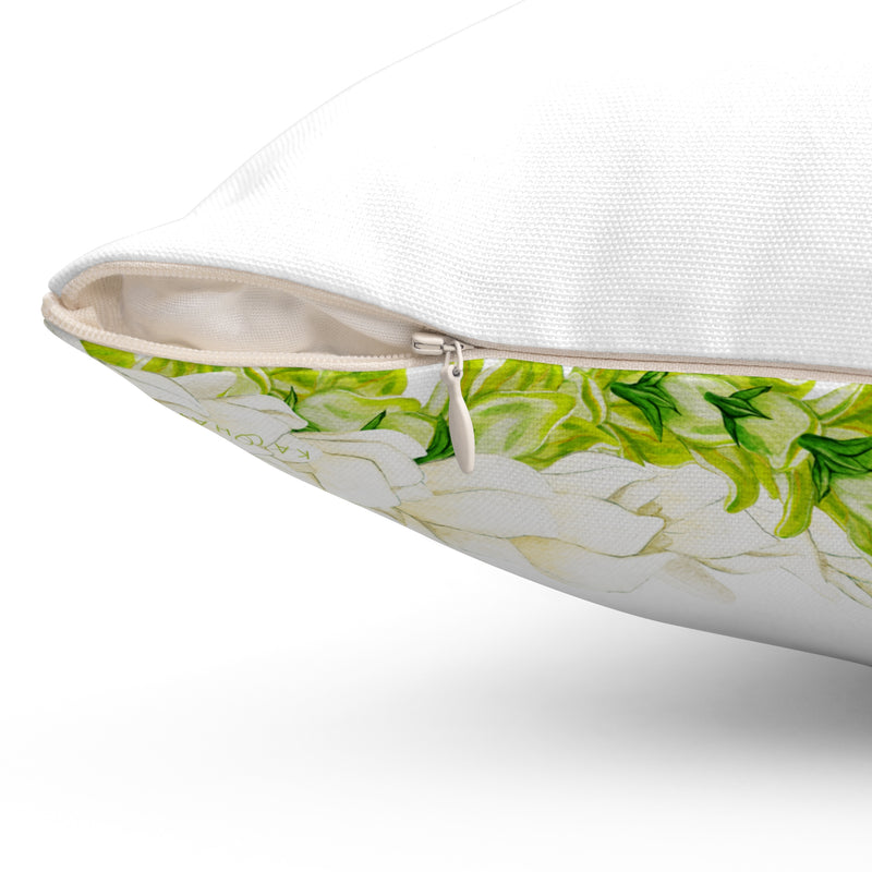 Double-Sided Pakalana + Pikake Twist Lei Square Pillow
