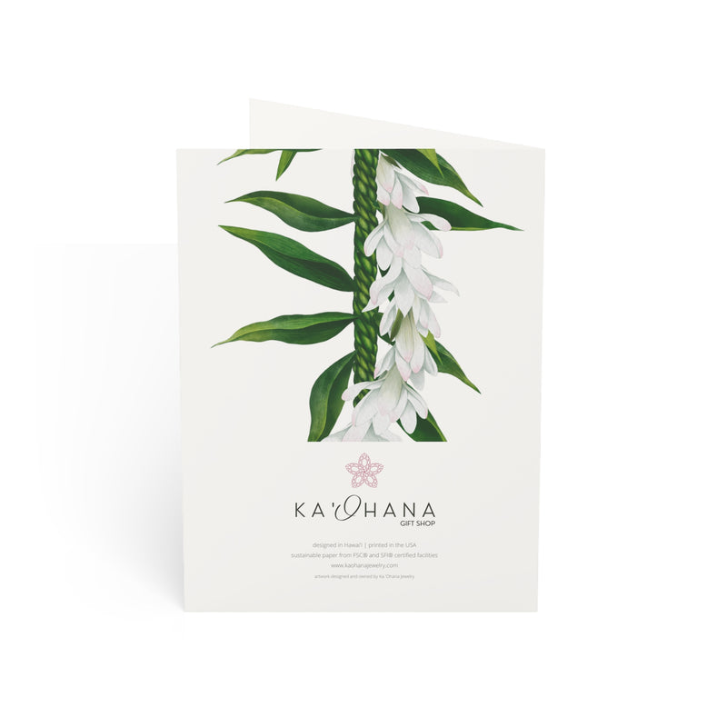 Blank Ti Leaf + Tuberose Lei Greeting Card