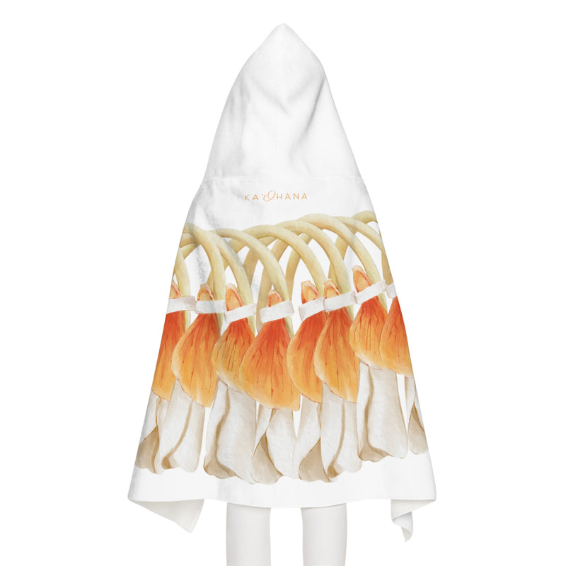 Orange Ginger Lei Youth Hooded Towel