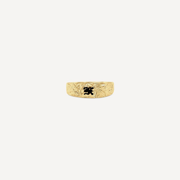 6mm Heirloom Initial Tapered Ring (14k Solid Gold) [Sizes 10-14]