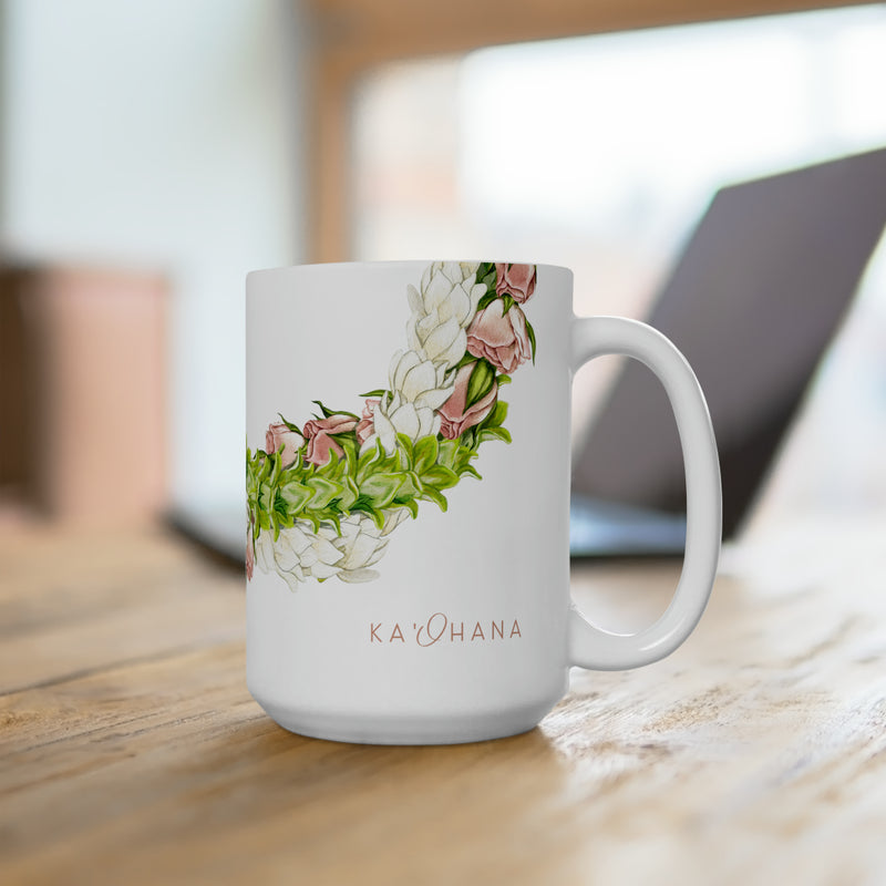 Pakalana, Rosebud, + Pikake Lei Ceramic Mug (15oz)