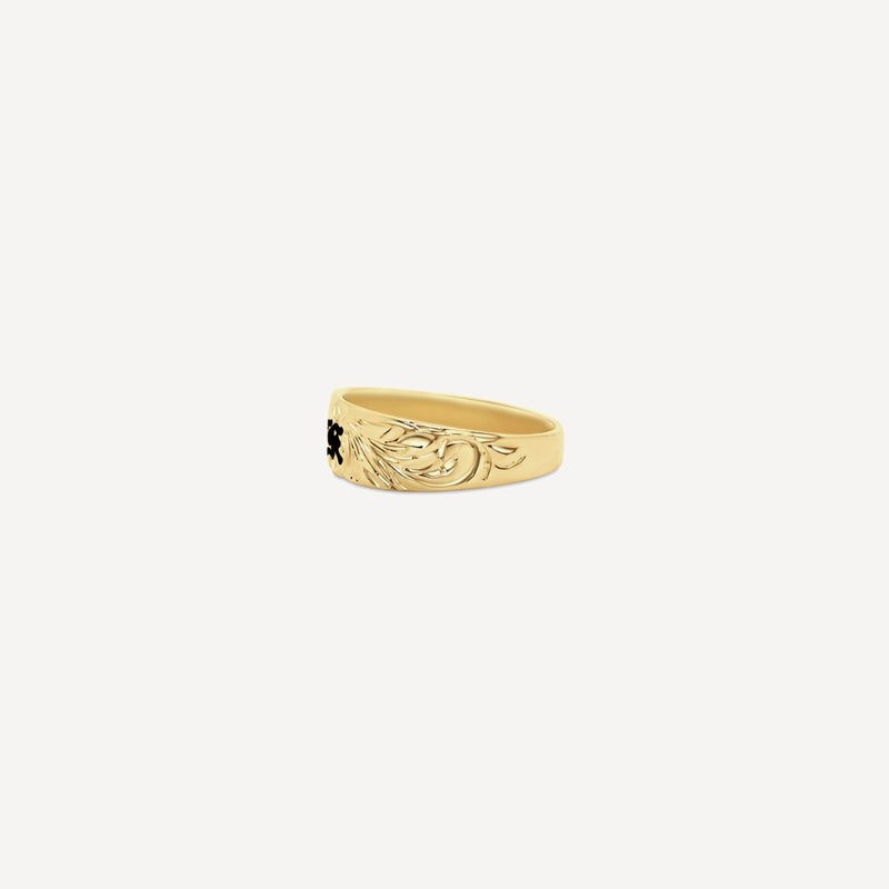 6mm Heirloom Initial Tapered Ring (14k Solid Gold) [Sizes 10-14]