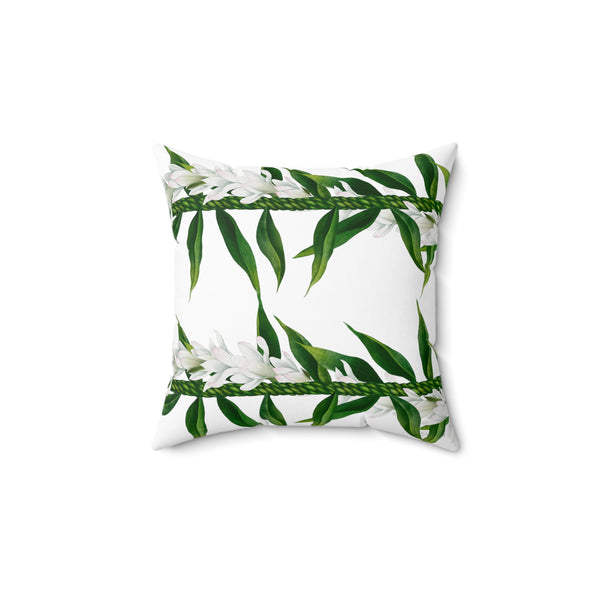 Double-Sided Tuberose + Ti-Leaf Lei Square Pillow