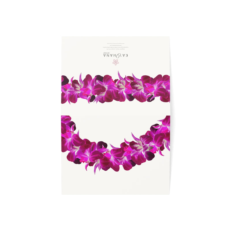 Blank Purple Orchid Lei Greeting Card