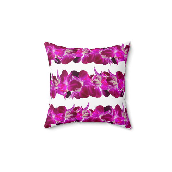 Double-Sided Purple Orchid Lei Square Pillow
