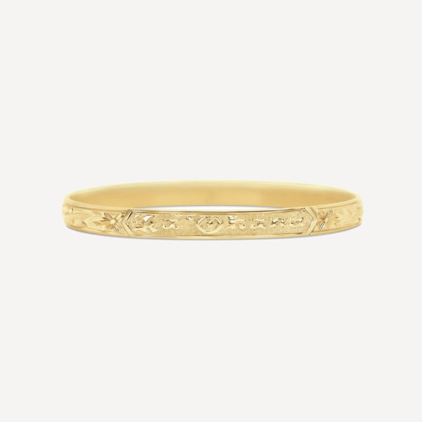 6mm Personalized Heirloom Bangle (14k Solid Gold)