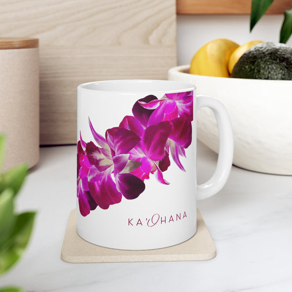 Purple Orchid Lei Ceramic Mug (11oz)