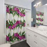 Ti-Leaf + Purple Orchid Strand Shower Curtains