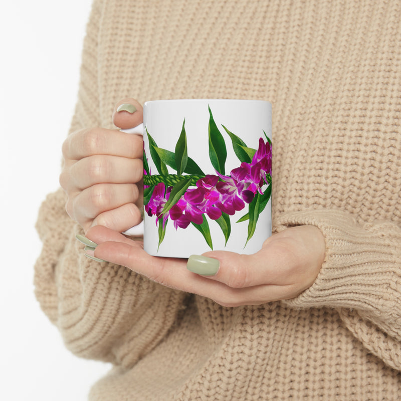 Purple Orchid + Ti-Leaf Strand Ceramic Mug (11oz)