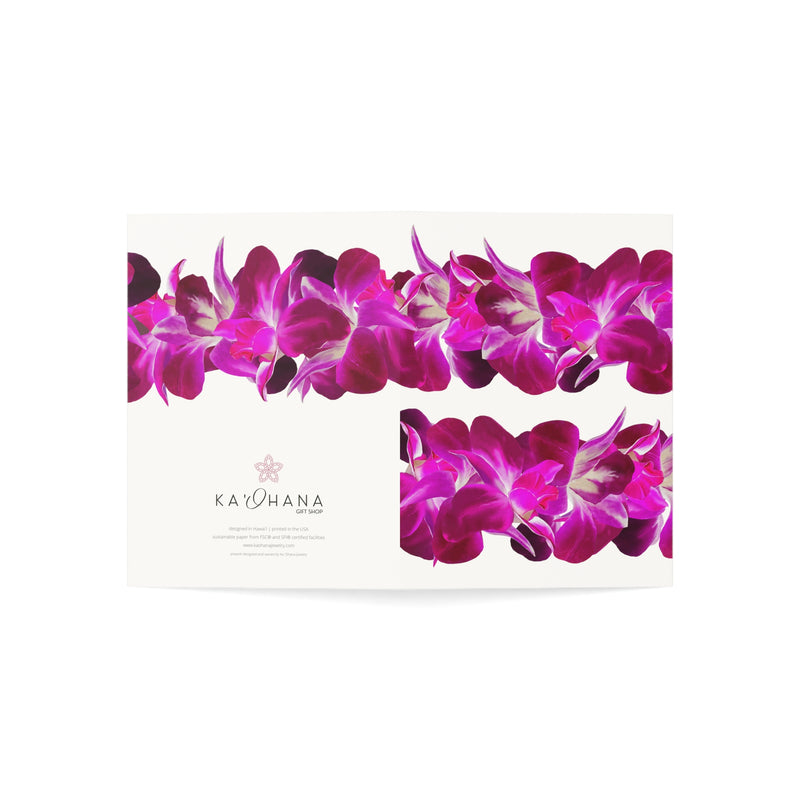 Blank Purple Orchid Lei Greeting Card