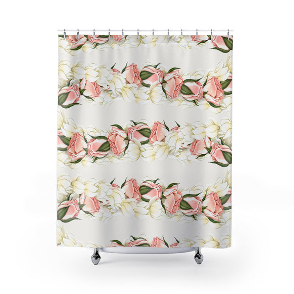 Rosebud + Pikake Twist Strand Shower Curtains