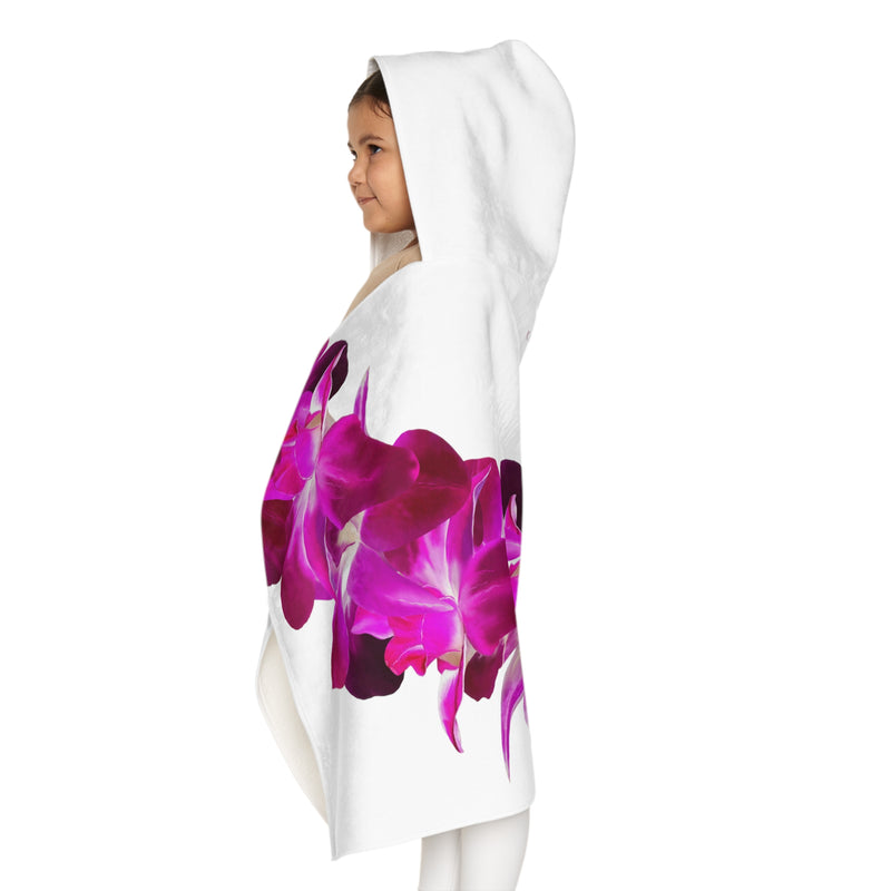 Purple Orchid Lei Youth Hooded Towel