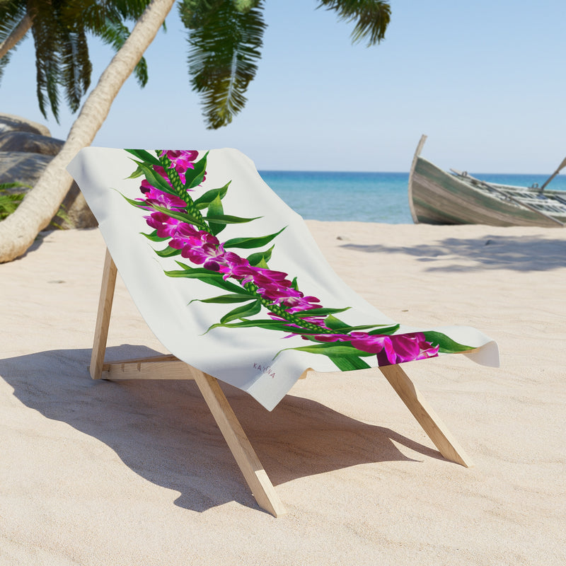 Ti-Leaf + Purple Orchid Twist Lei Beach Towel