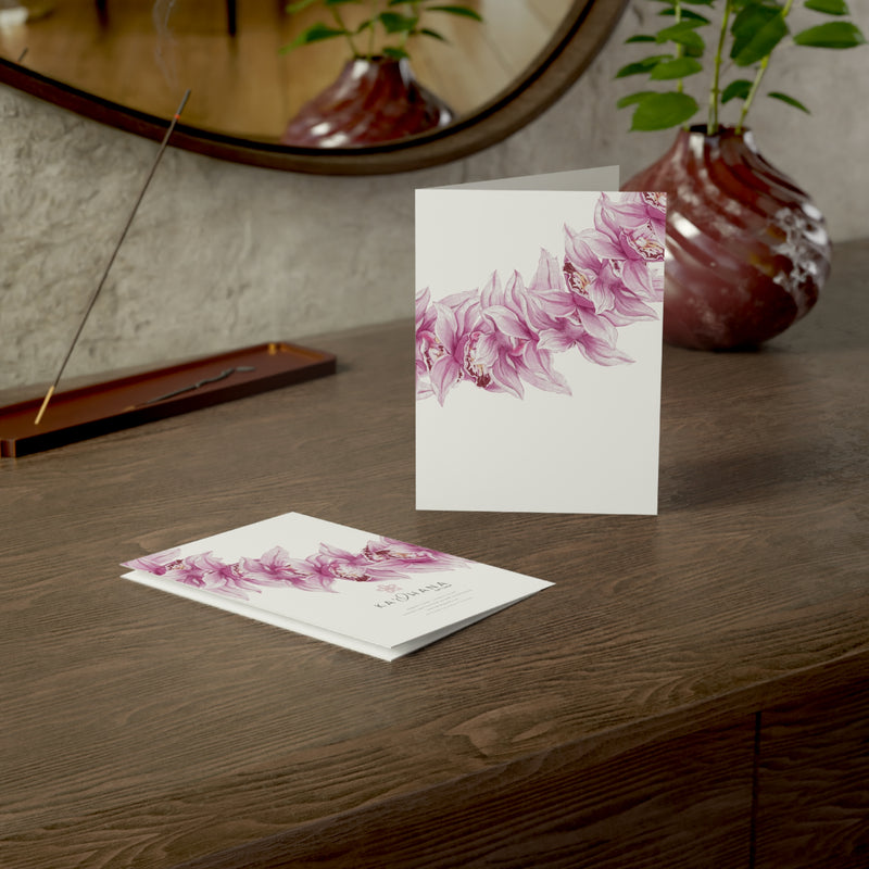 Pink Orchid Lei Greeting Card