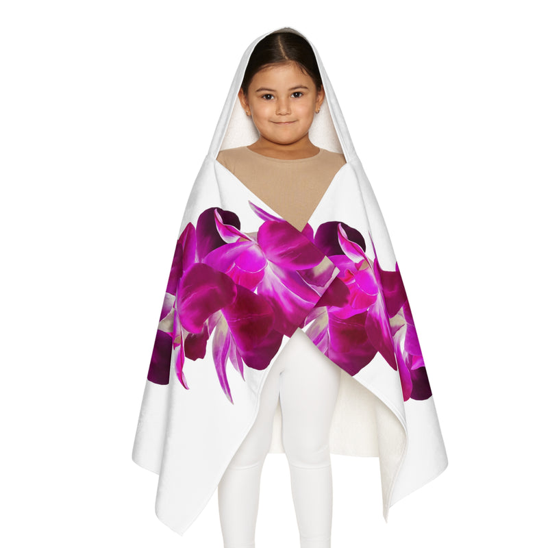 Purple Orchid Lei Youth Hooded Towel