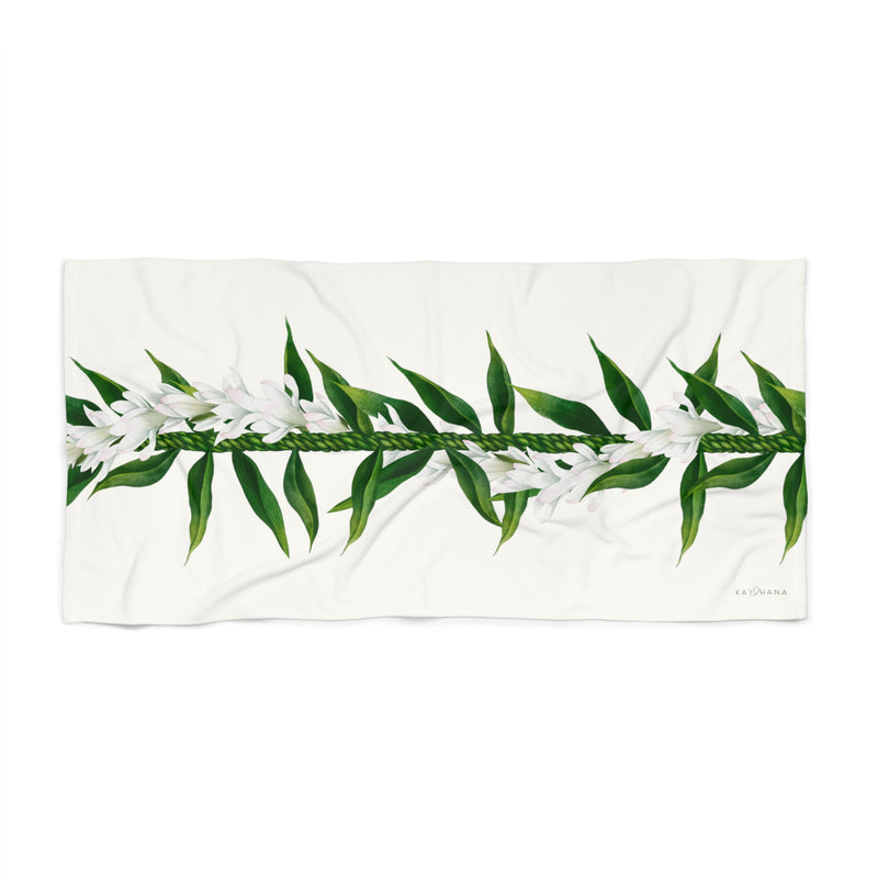 Ti-Leaf + Tuberose Lei Beach Towel